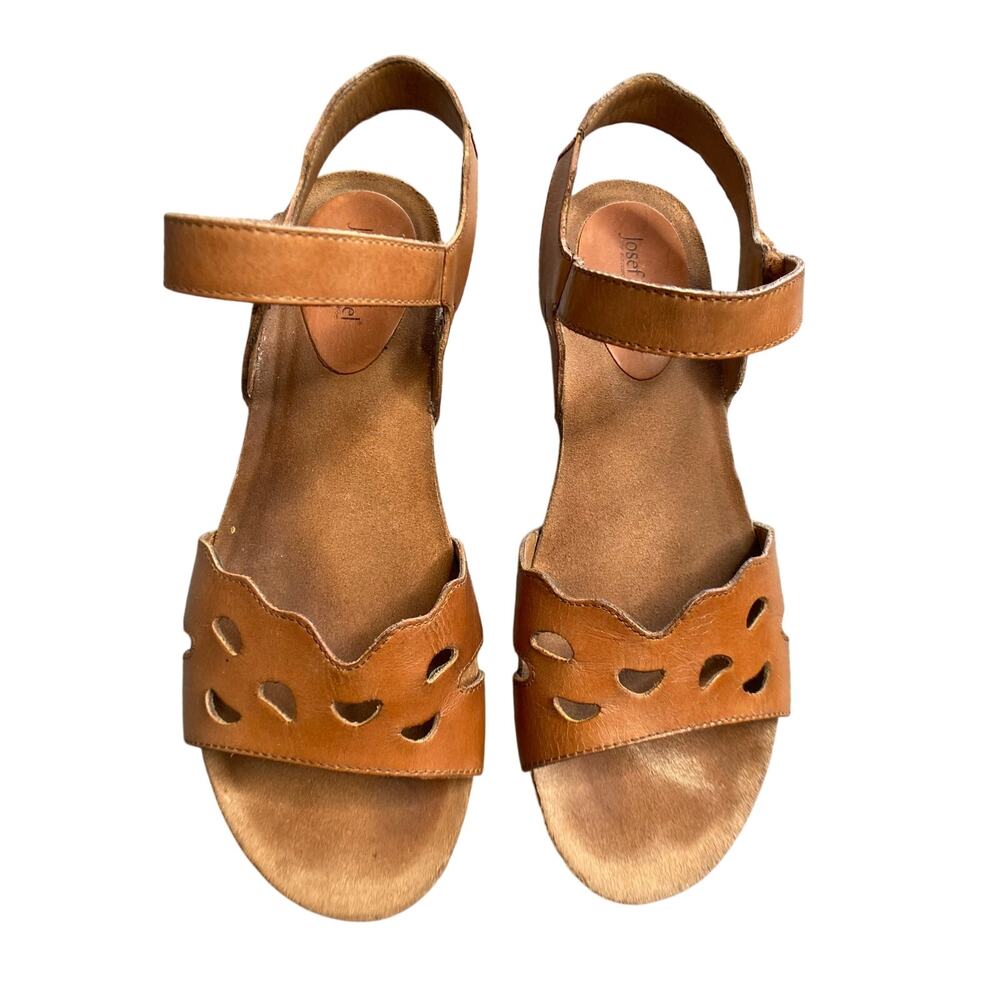 Josef Seibel Sandal Women 10 US 41 EU Brown Perforated Leather Comfort Coastal